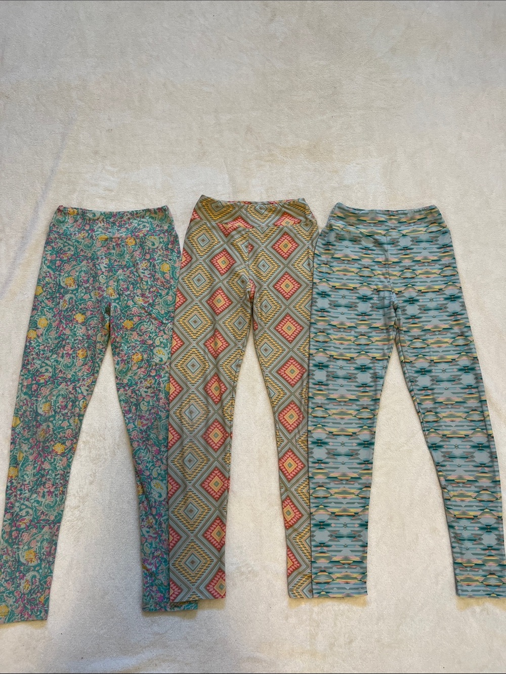 Lularoe | Tween Leggings Pack - Teal, Multi, & Blue Patterns